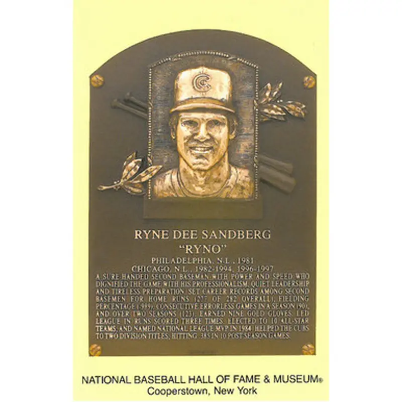 Ryne Sandberg Baseball Hall of Fame Plaque Postcard 