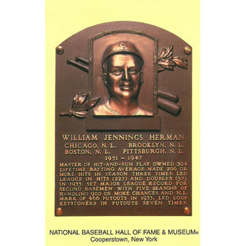 Billy Herman Baseball Hall of Fame Plaque Postcard 