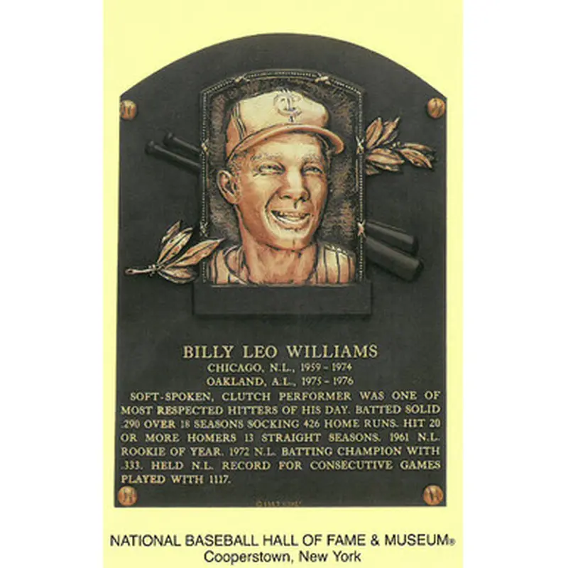 Billy Williams Baseball Hall of Fame Plaque Postcard 