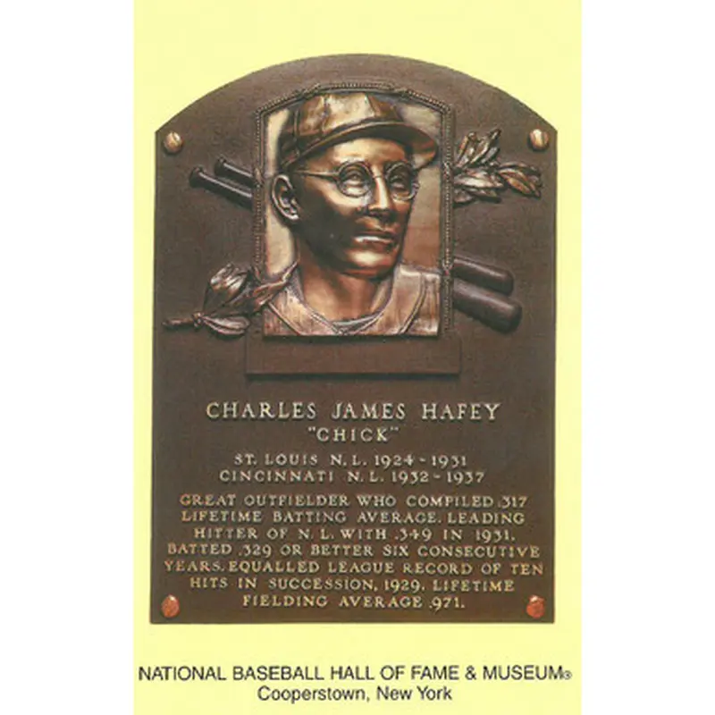 Chick Hafey Baseball Hall of Fame Plaque Postcard 