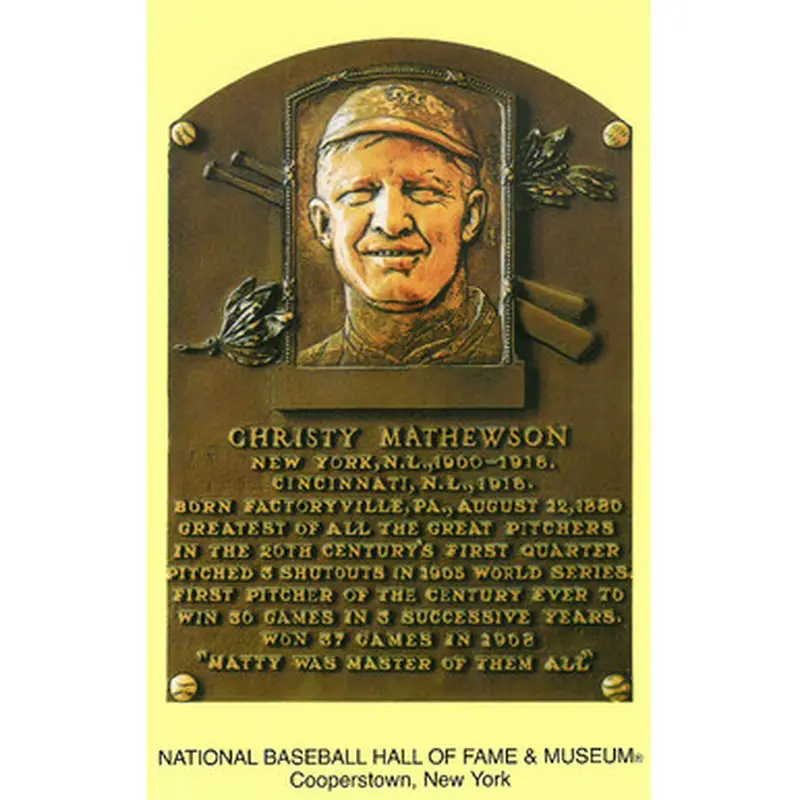 Christy Mathewson Baseball Hall of Fame Plaque Postcard 