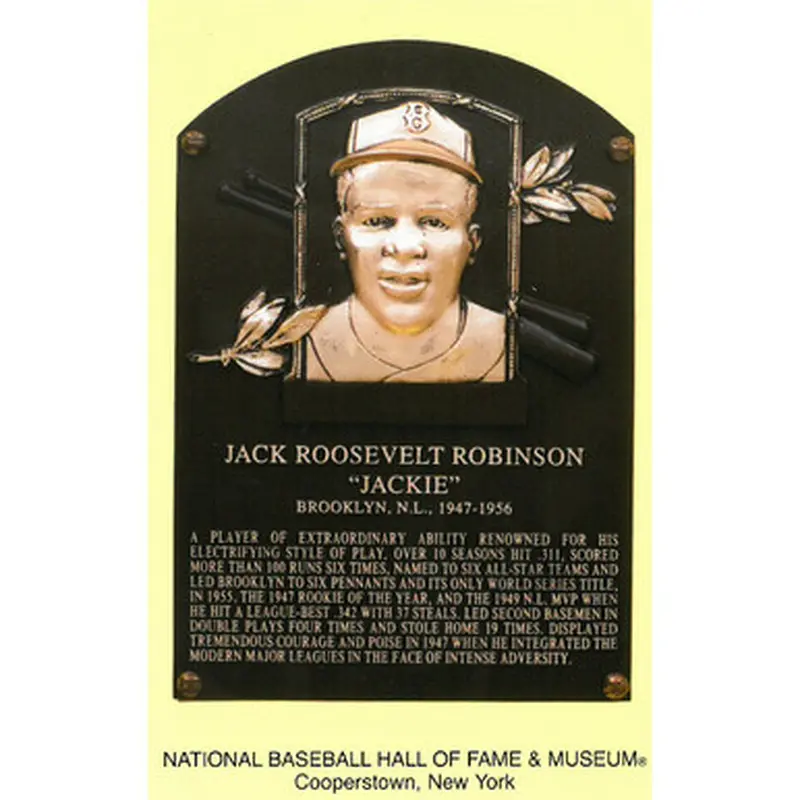 Jackie Robinson Baseball Hall of Fame Plaque Postcard 