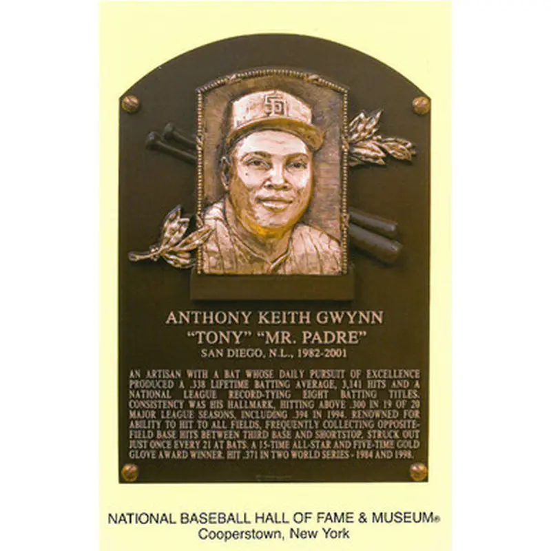 Tony Gwynn Baseball Hall of Fame Plaque Postcard 