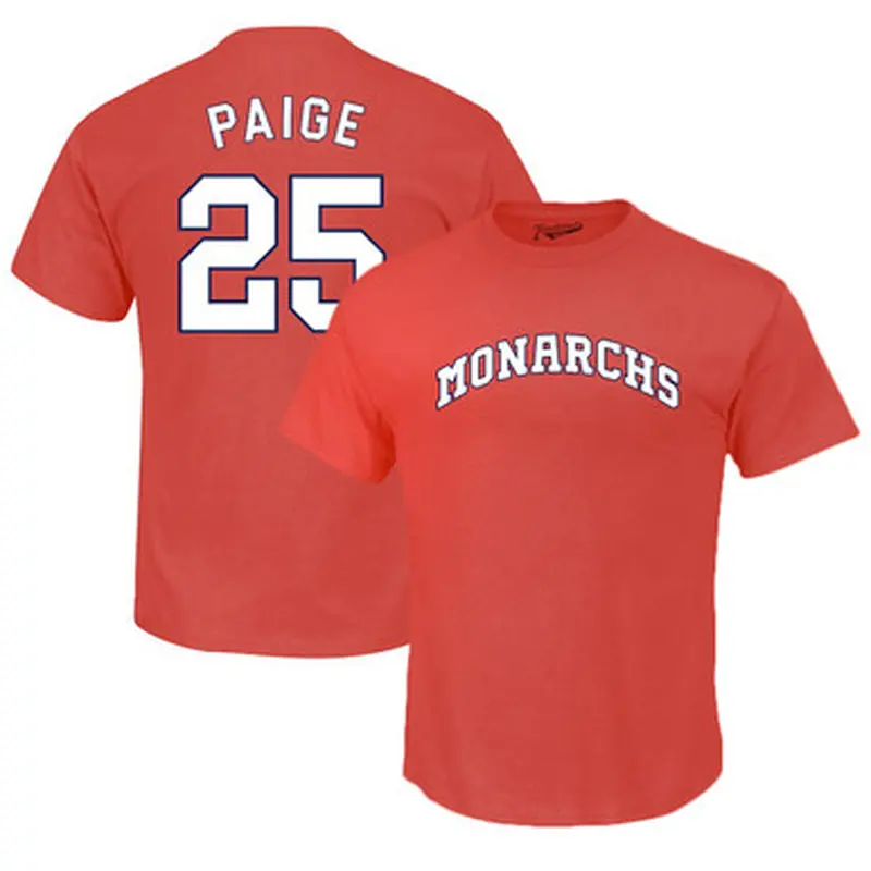 Mens Teambrown Satchel Paige Kansas City Monarchs Red Name & Number T-Shirt Size L