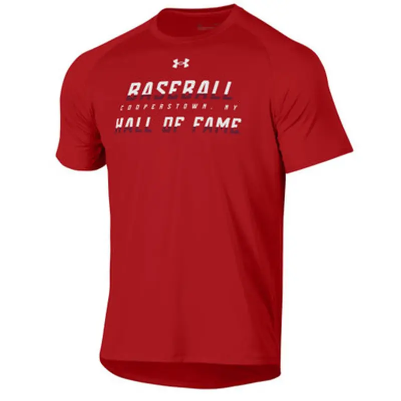 Mens Under Armour Baseball Hall of Fame Red Stack Tech T-Shirt Size L