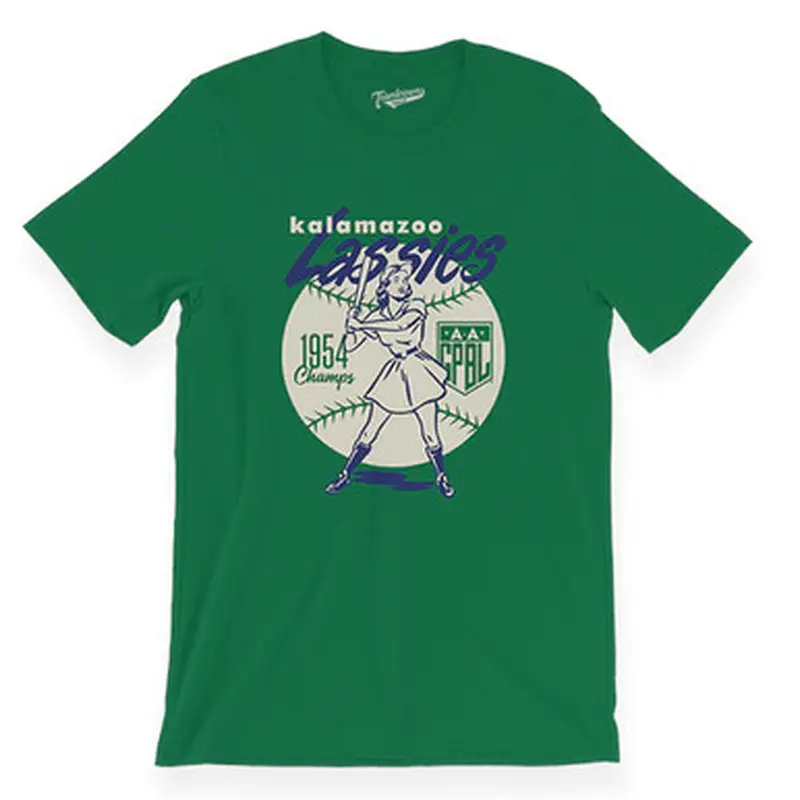 Unisex Teambrown Kalamazoo Lassies Diamond Green T-Shirt Size L