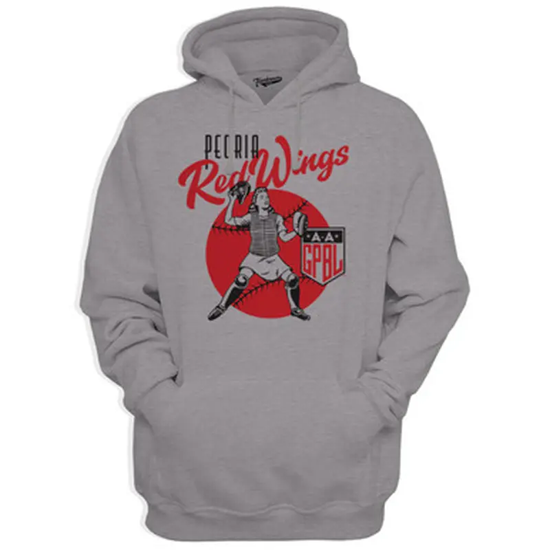 Unisex Teambrown Peoria Red Wings Gray Diamond Hooded Sweatshirt Size L