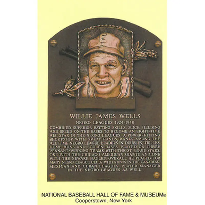 Willie Wells Baseball Hall of Fame Plaque Postcard 