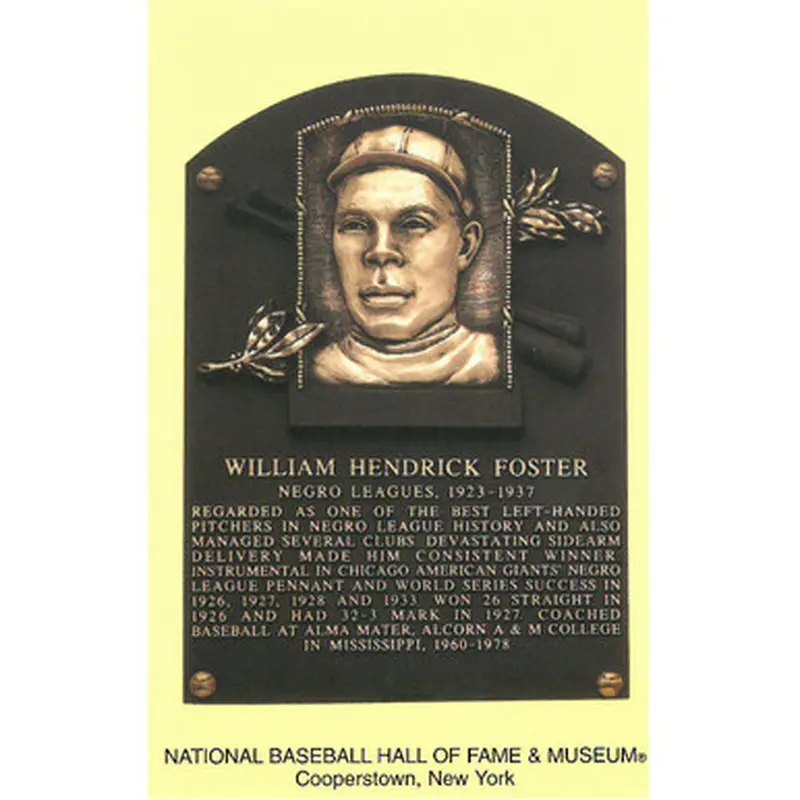Bill Foster Baseball Hall of Fame Plaque Postcard 