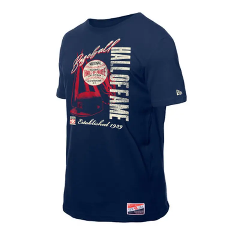 Mens New Era Hall of Fame Navy Cap and Bat T-Shirt Size L