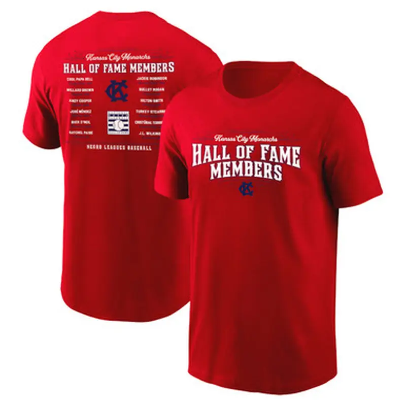 Mens Kansas City Monarchs Team Hall of Famer Red Roster T-Shirt Size L