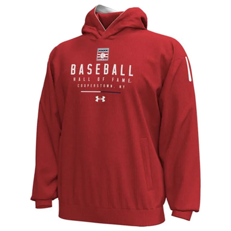 Mens Under Armour Gameday Baseball Hall of Fame Logo Red Hooded Sweatshirt Size L