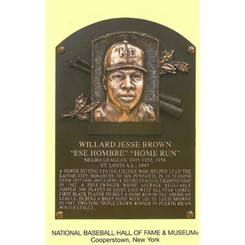 Willard Brown Baseball Hall of Fame Plaque Postcard 