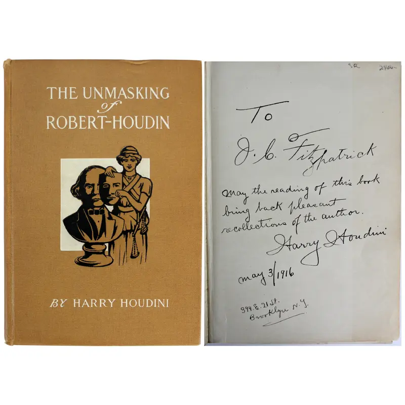Harry Houdini Signed Unmasking of Harry Houdini 1st Ed Book Auto Graded 9! BAS
