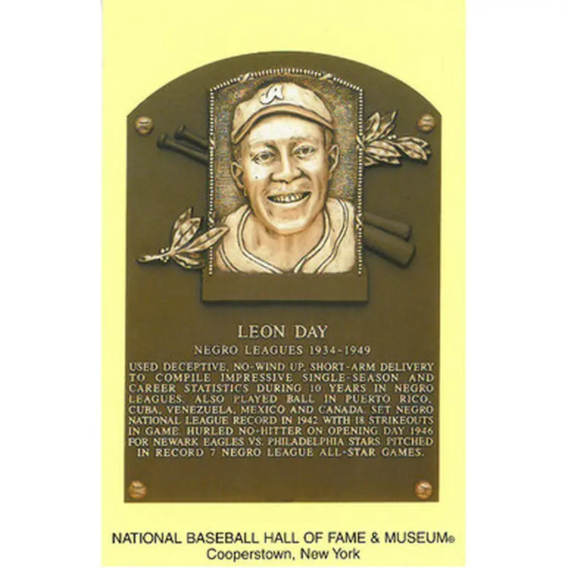 Leon Day Baseball Hall of Fame Plaque Postcard 
