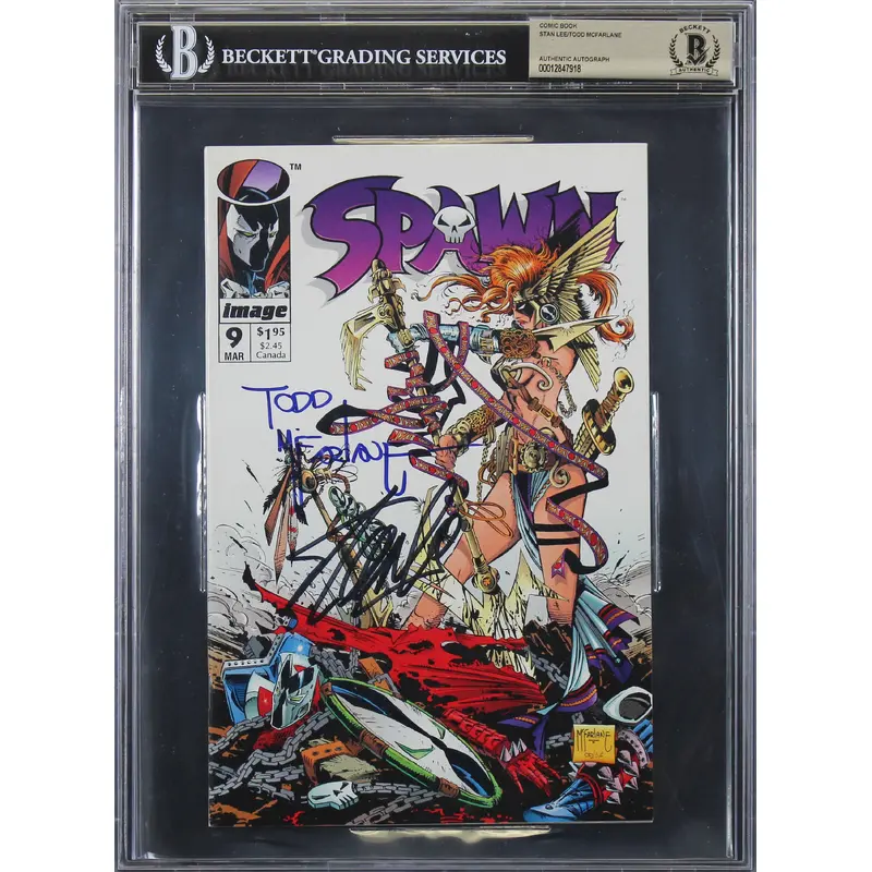 Marvel Stan Lee & Todd McFarlane Authentic Signed Spawn Comic BAS Slabbed