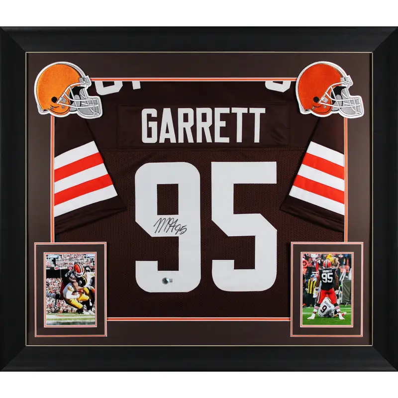 Myles Garrett Authentic Signed Brown Pro Style Framed Jersey BAS Witnessed