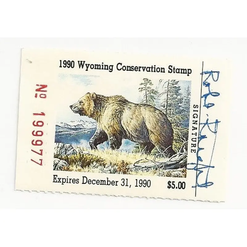 1990 Bob Knight Signed Wyoming Conservation Stamp