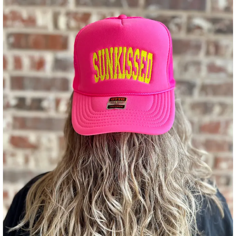 Sunkissed Embroidered Neon pink Trucker Hat