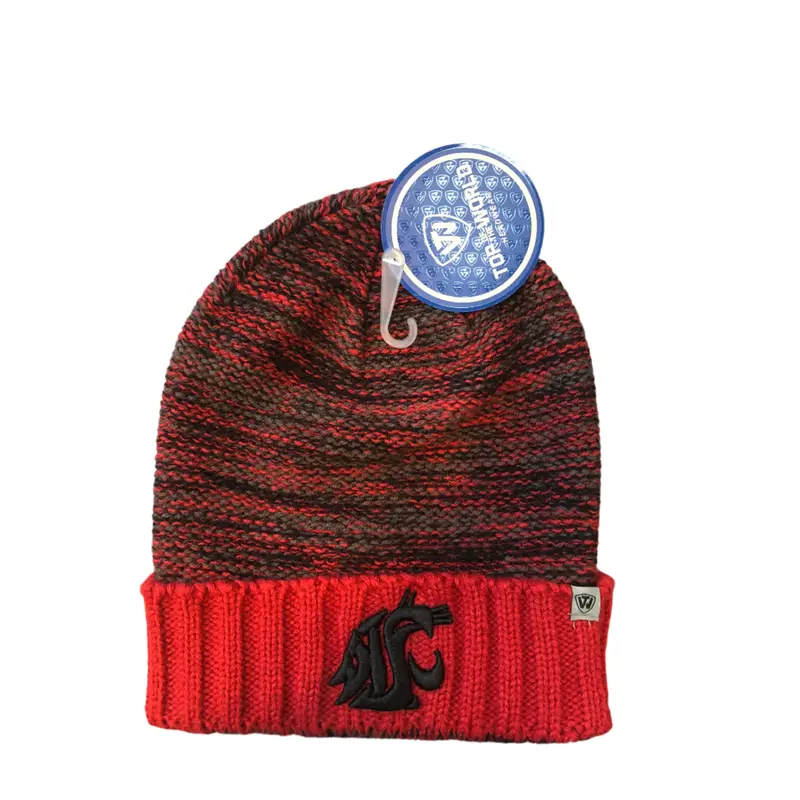 Top of the World Red and Black WSU Cougar Fold Over Beanie