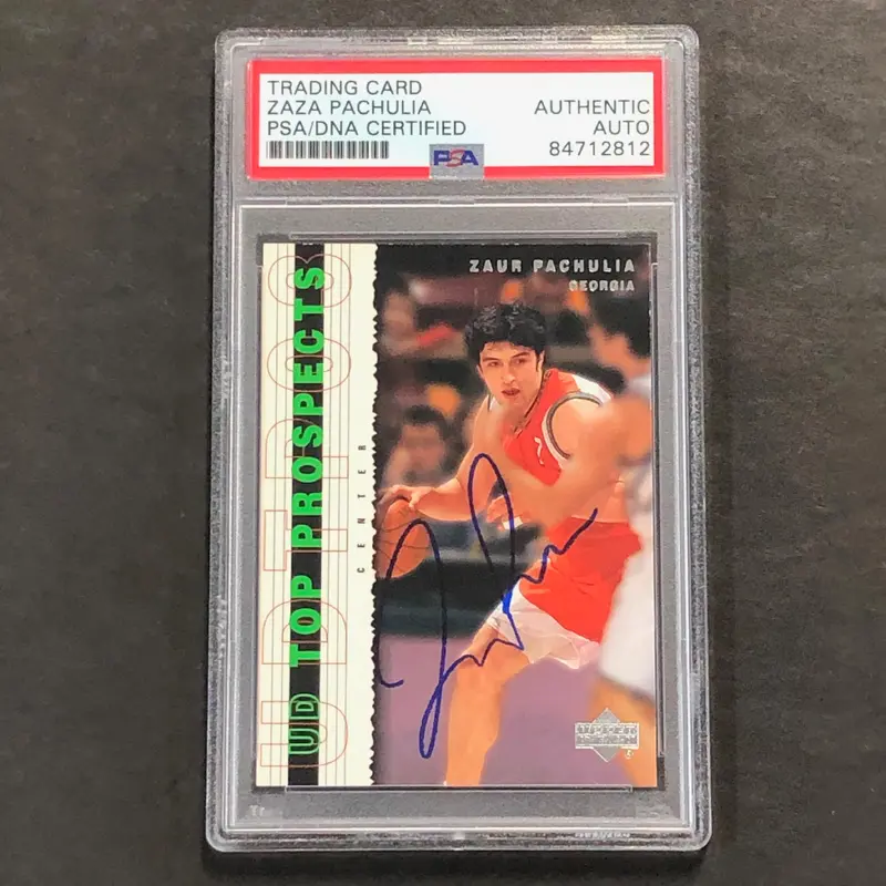 2003 Upper Deck Top Prospects #8 Zaza Pachulia Signed Card AUTO PSA Slabbed