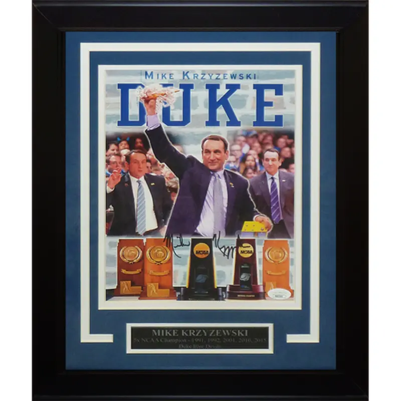 Mike Krzyzewski Autographed Duke Blue Devils Deluxe Framed 8x10 Promo Photo - JSA