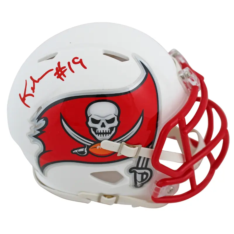 Buccaneers Keyshawn Johnson Signed Flat White Speed Mini Helmet JSA Witness