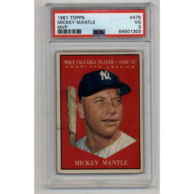 Mickey Mantle 1961 Topps #475 MVP PSA 3 Very Good