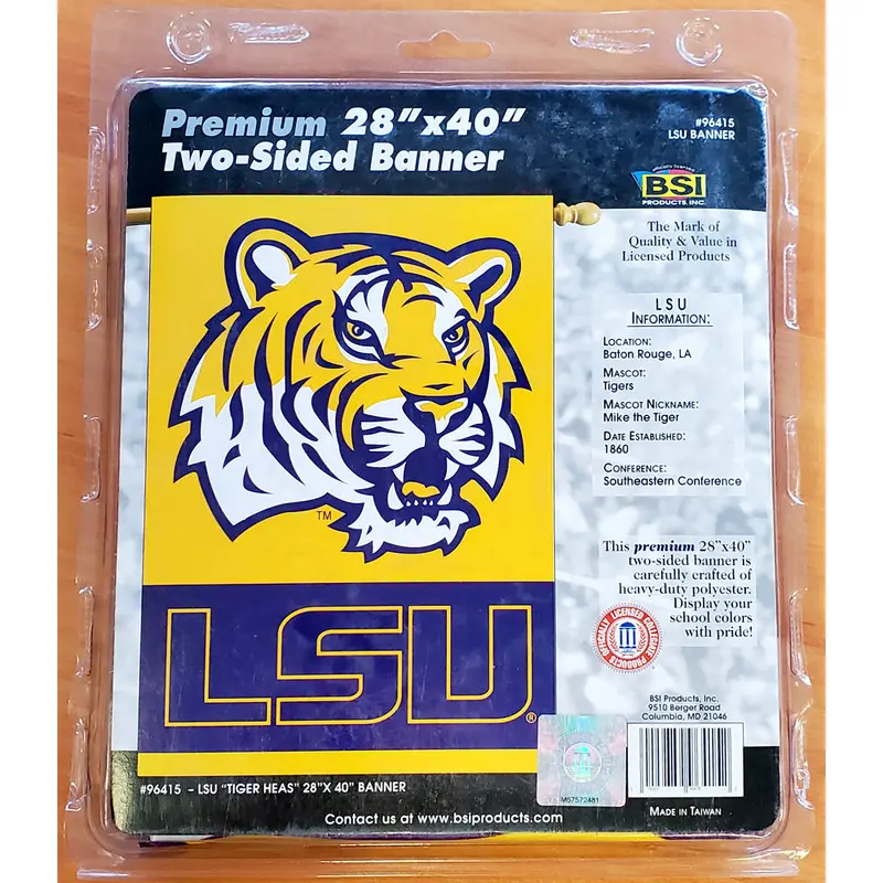 LSU Tigers "Tiger Head" NCAA Team Premium Wall Banner - BSI Products