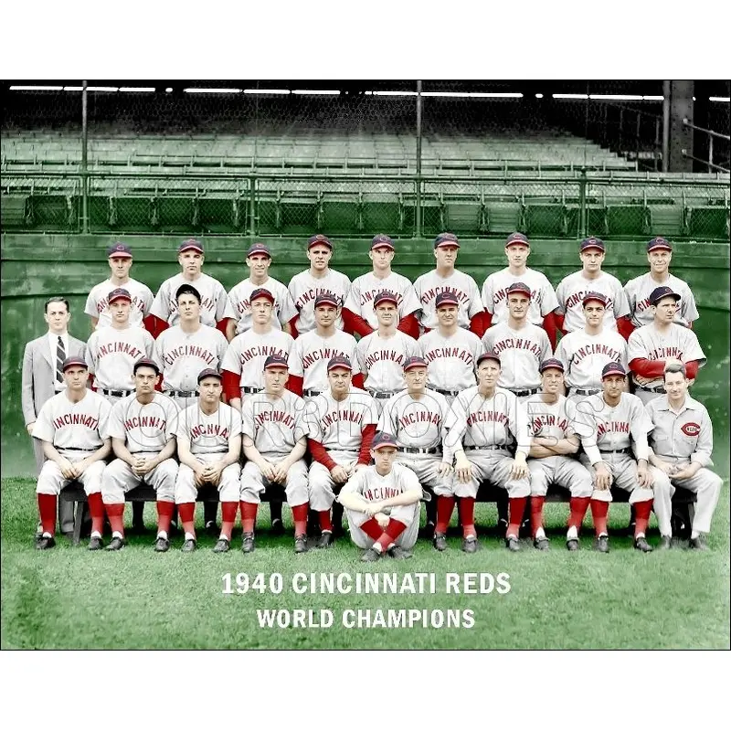 1940 Cincinnati Reds Colorized 11X14 Photo - Lombardi Dimaggio Vander Meer - 1500