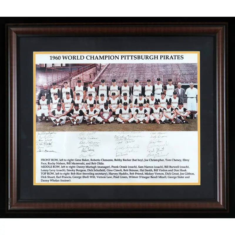 1960 Pittsburgh Pirates World Series Champs Signed Framed 16x20 Photo PSA DNA