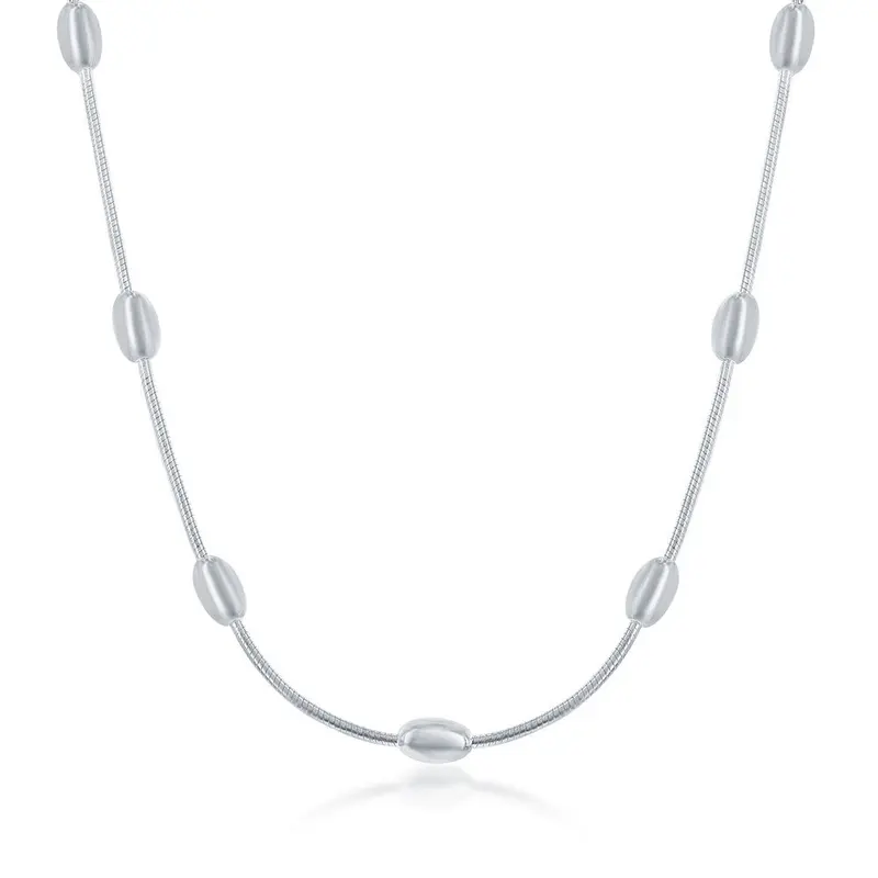 Sterling Silver Snake & Oval Beads