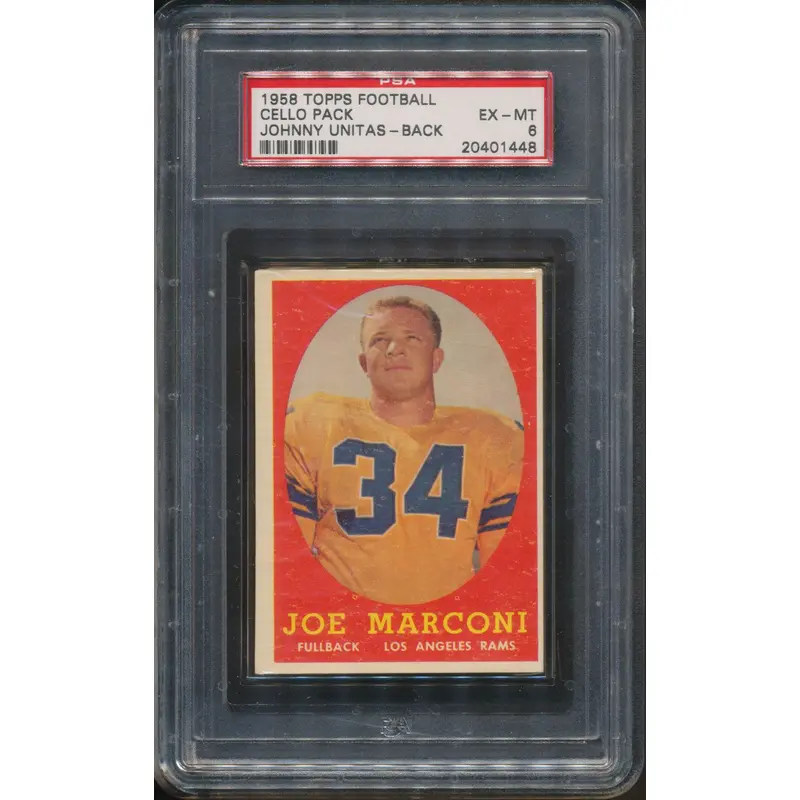 1958 Topps Football Unopened Cello Pack PSA 6 Unitas Back