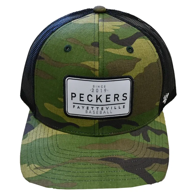 Fayetteville Woodpeckers '47 Brand Camo Harrington Peckers Trucker Cap