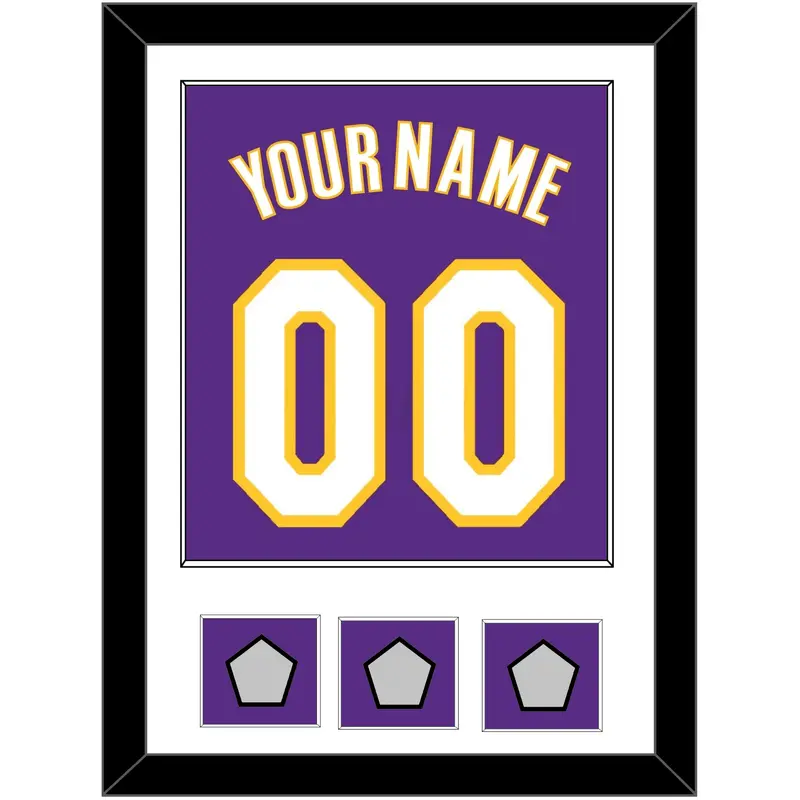 Los Angeles Name & Number With 3 Finals Patches - Road Purple (1999-2004) - Single Mat 1