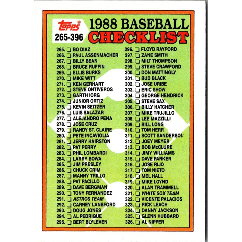 1988 Topps Checklist 265-396 #373