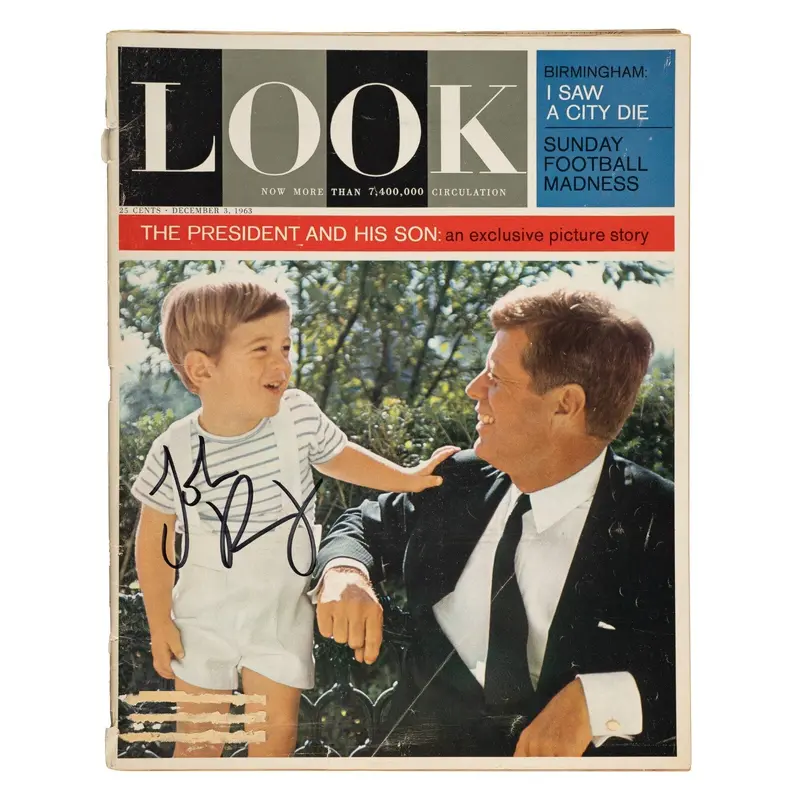 John F. Kennedy Jr. JFK Signed Look Magazine JSA COA RARE