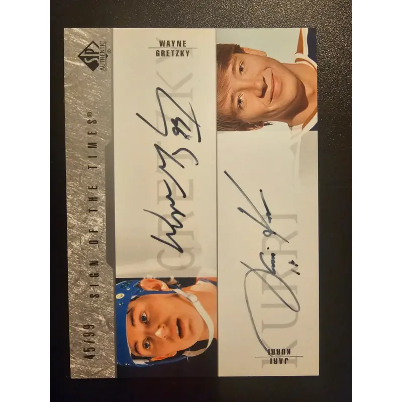 2003-04 Upper Deck SP Authentic - Sign of the Times - Jari Kurri / Wayne Gretzky #SOT-GK /99