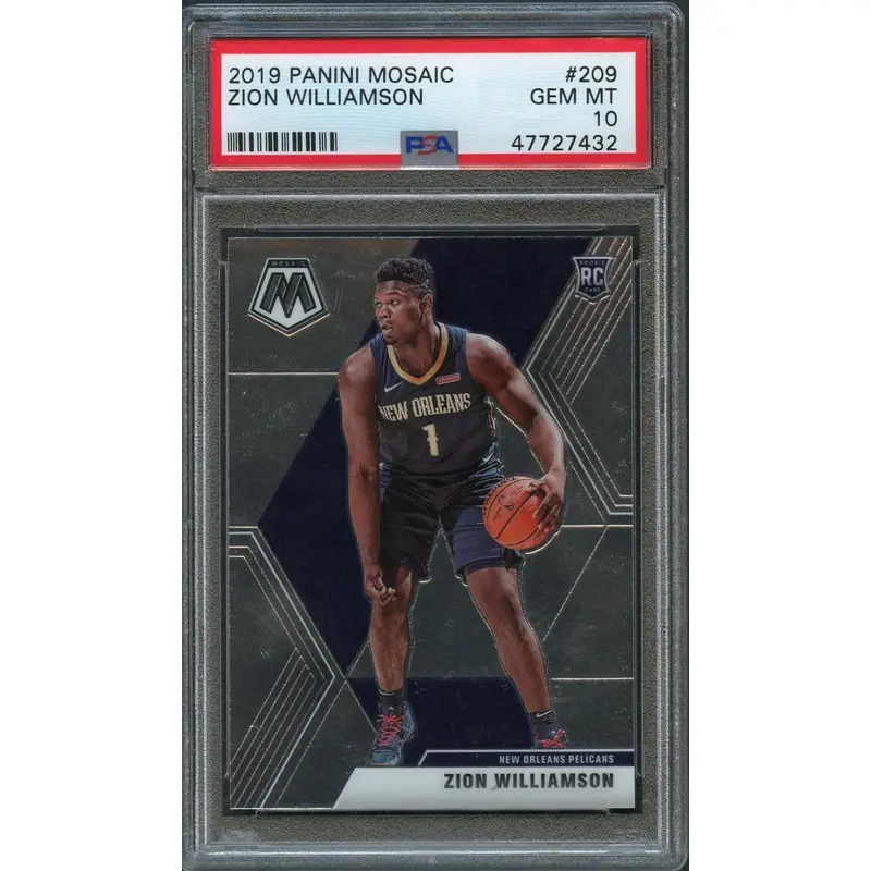2019-20 Panini Mosaic #209 Zion Williamson PSA 10 Gem Mint Rookie RC Pelicans