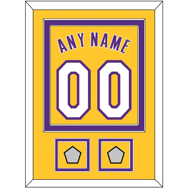 Los Angeles Name & Number With 2 Champions Patches - Home Yellow (1999-2018) - Double Mat 2