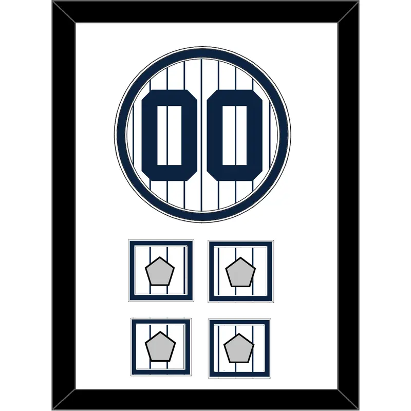New York Number & 4 World Series Jersey Patches - Pinstripes - Double Mat 1
