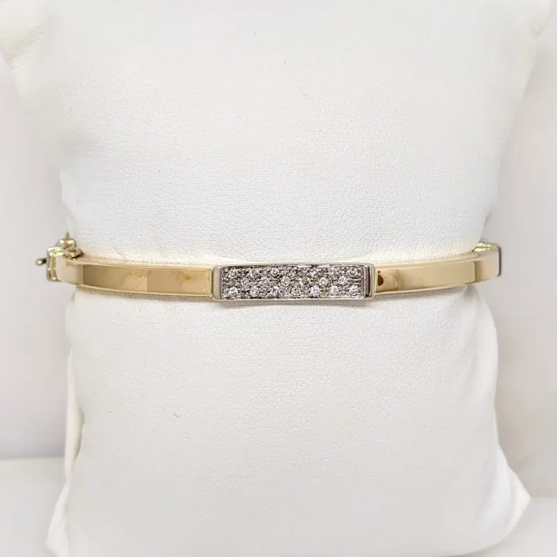14K .30 CARAT TOTAL WEIGHT I1 H DIAMOND ROUND (20) ESTATE BANGLE 12.7 GRAMS