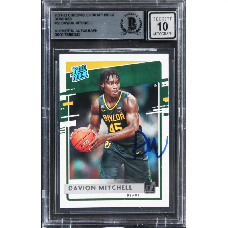 Davion Mitchell Signed 2021 Chronic DP Donruss #35 Rookie Card Auto 10! BAS Slab