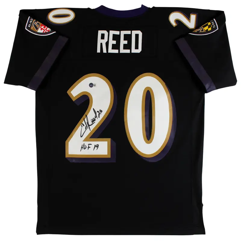 Ravens Ed Reed "HOF 19" Authentic Signed Black Mitchell & Ness Jersey BAS Wit