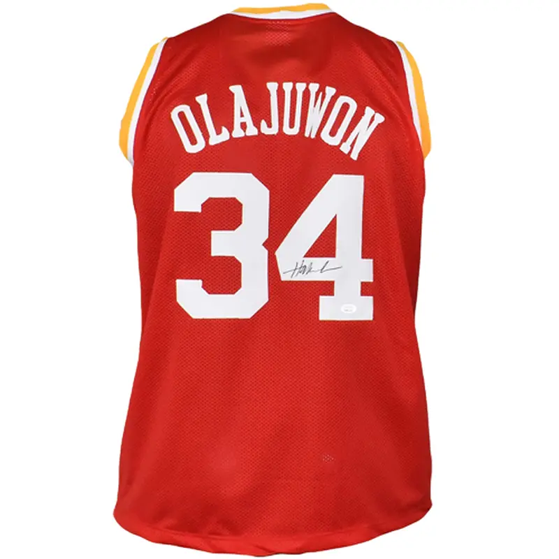 Hakeem Olajuwon Autographed Houston (Red #34) Custom Jersey - JSA