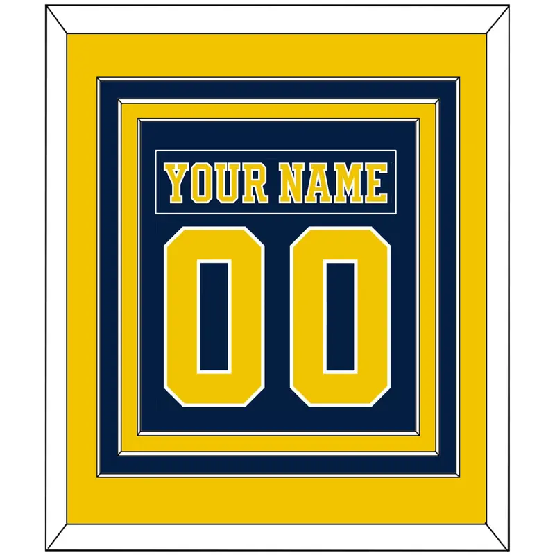 Michigan Hockey Nameplate & Number (Back) Combined - Road Blue (2019-2020) - Triple Mat 3