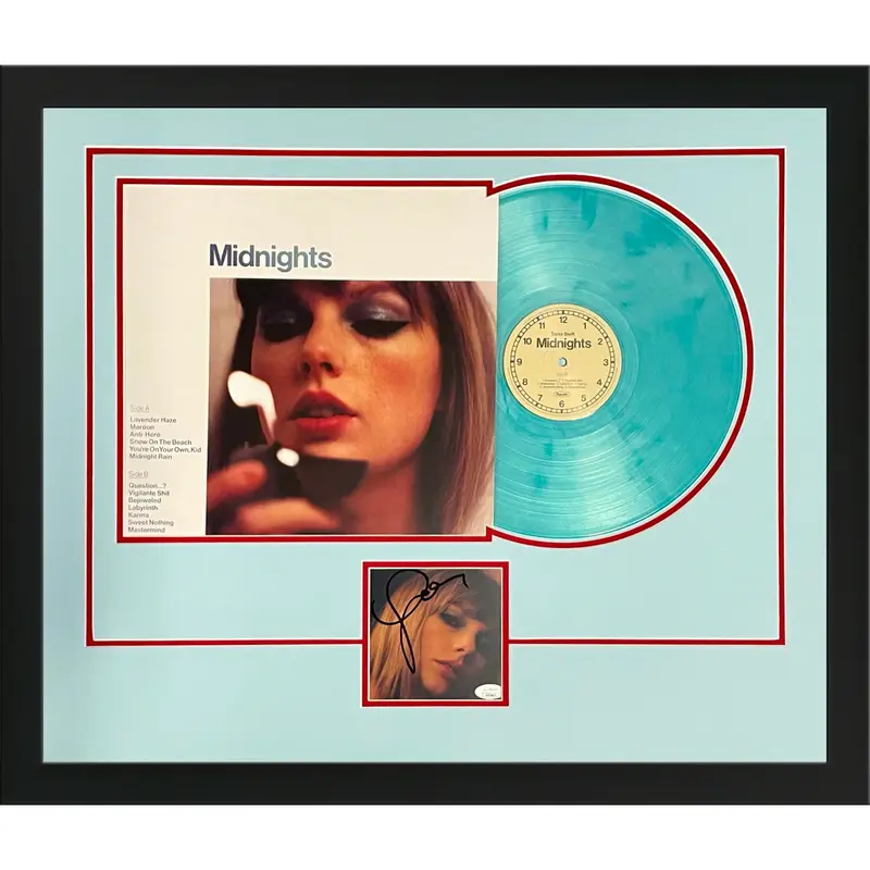 Taylor Swift Autographed Midnights Vinyl Deluxe Framed with Hand Signed Photo - JSA