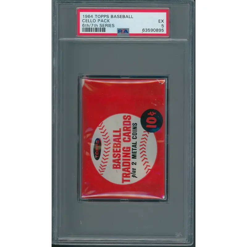 1964 Topps Baseball Unopened 6th/7th Series Cello Pack PSA 5