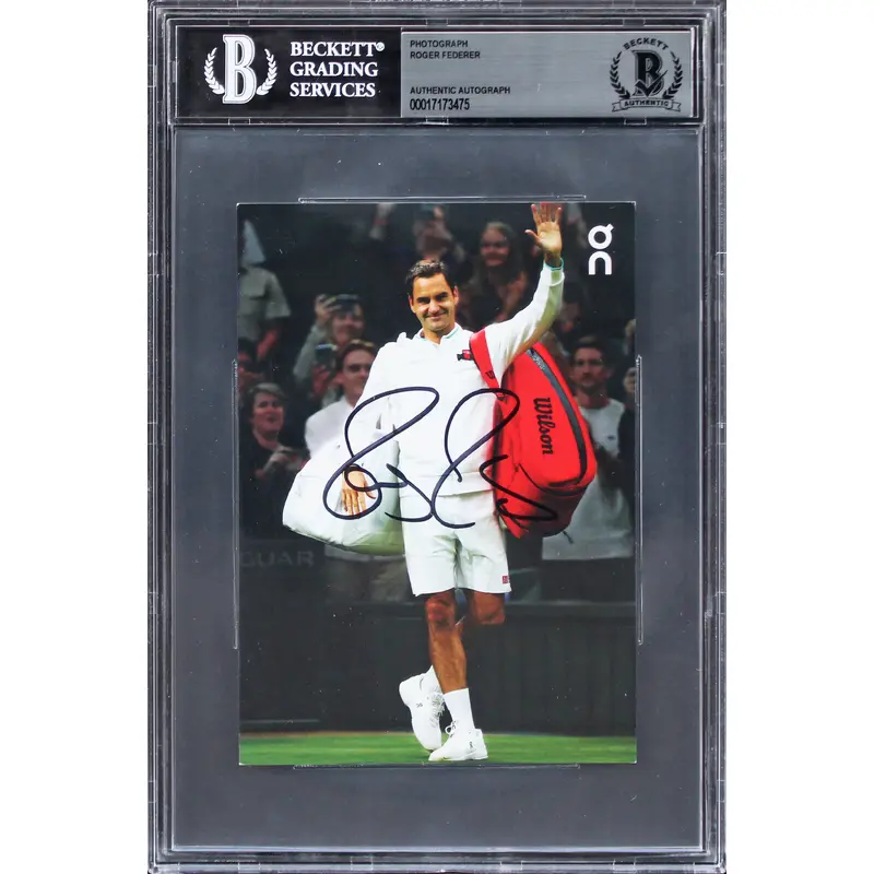Roger Federer Authentic Signed 4x6 Promo Card Autographed BAS Slabbed 2