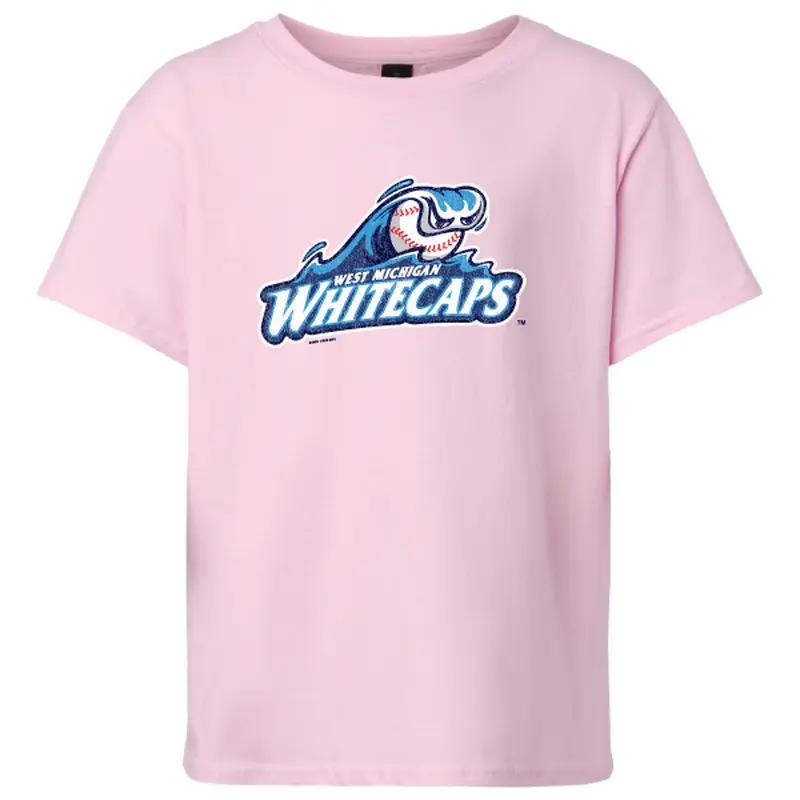 West Michigan Whitecaps Youth Primary Distressed Light Pink Tee